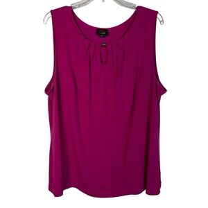 JM Studio Magenta Pink Stretchy No-Iron Sleeveless Shell Top Plus Size Keyhole